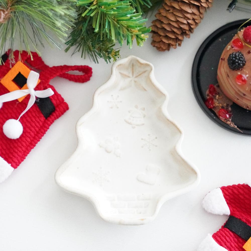 益子焼 クリスマスツリー小皿　