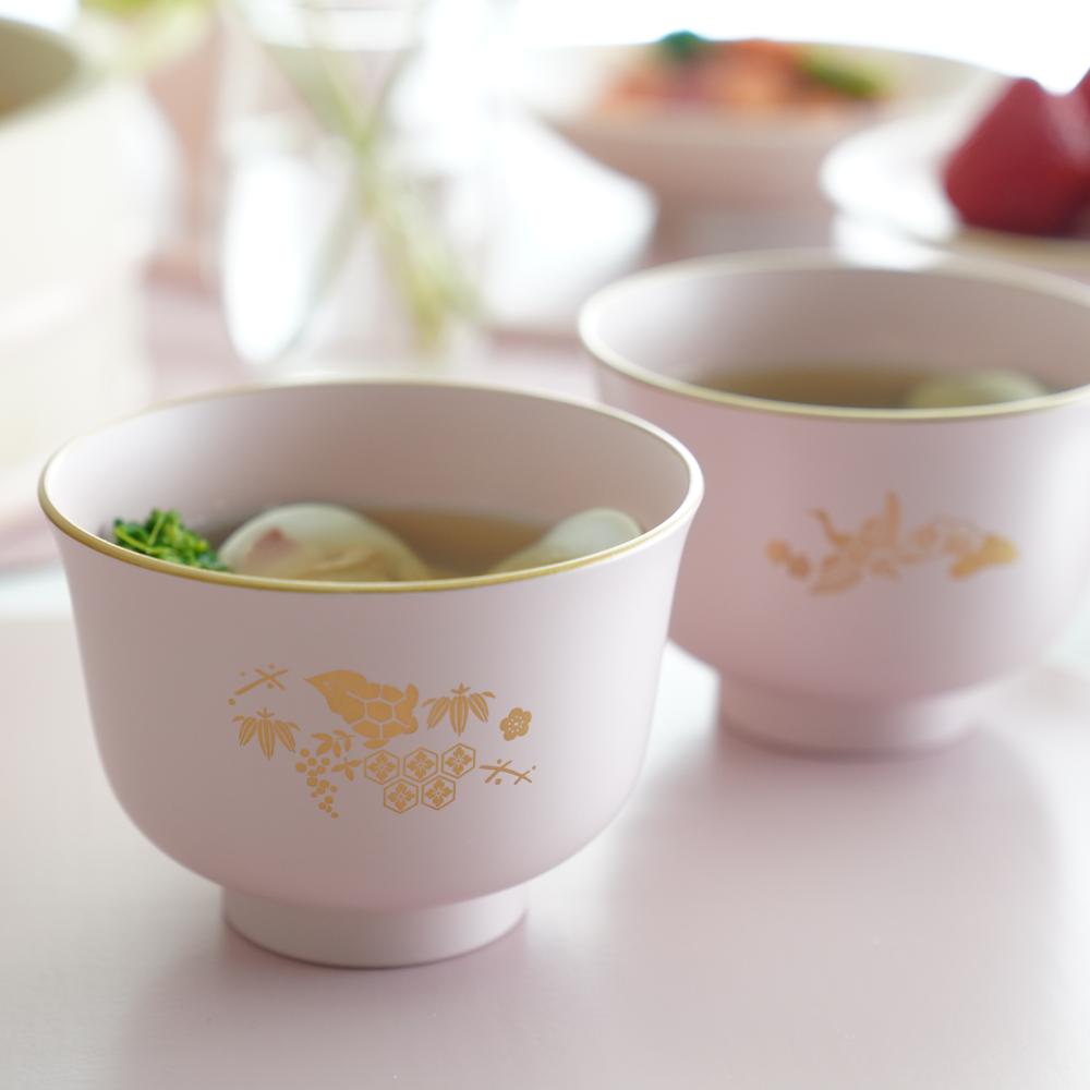 百合汁椀 ペールピンク 金