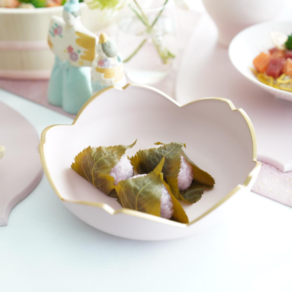 さくら盛器 ペールピンク天金